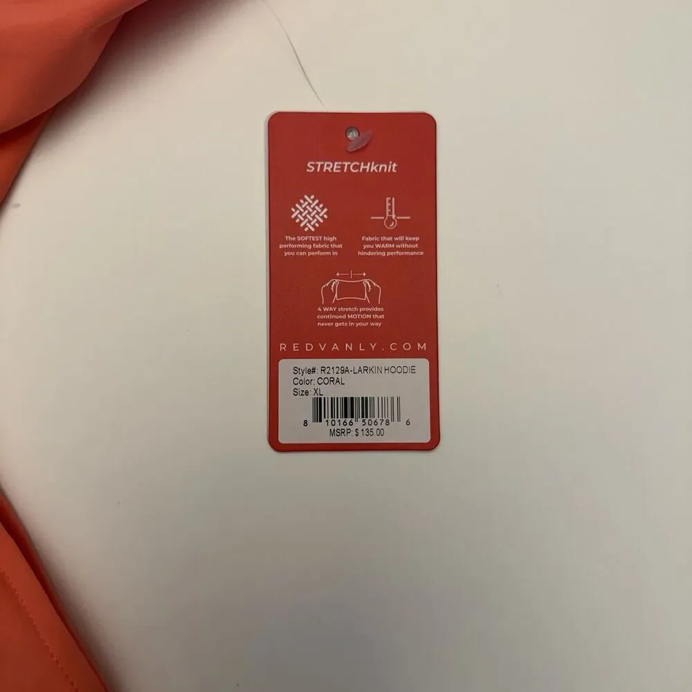Redvanly Larkin Hoodie Mens XL Coral Stretch Long Sleeve Performance NEW - Picture 9 of 12